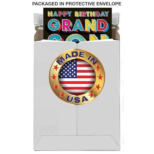 Chuck's Card-O-Rama - Birthday Card For Grandson - Made in USA - Excellent Card Stock, Envelope Included - 5" x 7.75" - Packaged in Extra Sturdy Mailer - 95738