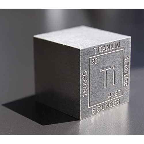 5 oz Titanium Cube Paperweight 1.25" (32 mm) | 99.99% Pure | Chemistry Design with Certificate of Authenticity