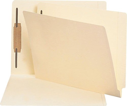 Smead Heavyweight End Tab Fastener File Folder, Shelf-Master® Reinforced Straight-Cut Tab, 1 Fastener, Letter Size, Manila, 50 per Box (34210)