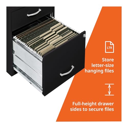 NuSparc 2 Drawer Locking Filing Cabinet | Pre-Assembled Steel Construction | Space-Saving Design is Perfect for Home and Small Office | Letter-Size | Assembled in North America