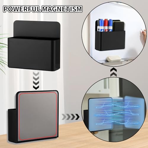 Camelmother 2-Pack Magnetic Dry Erase Marker Holders for Whiteboards & Fridge - Black