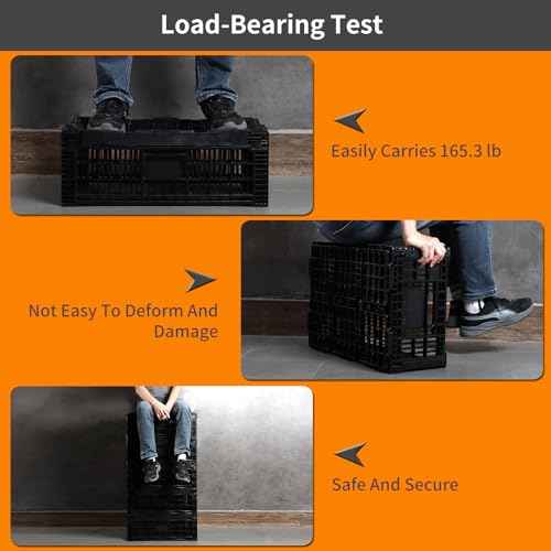 Collapsible Storage Bin Containe£¬52 Liter Transferheavy duty Black plastic storage box,milk crates heavy duty Transit storage (1)