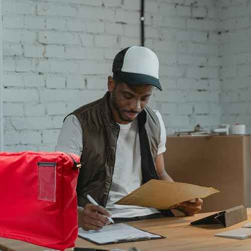 Interoffice Transit Mailer, 18" x 14" x 4" Expandable Pouch, Grommet for Padlock/Zip-Tie, Label Window, Reusable Mail Bag, Sack for Documents, Envelope (Red)