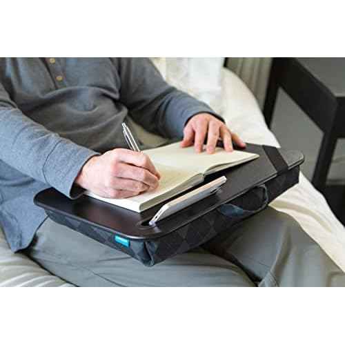 LAPGEAR XL Designer Lap Desk with Phone Holder and Device Ledge - Gray Argyle - Fits up to 17.3 Inch Laptops - Style No. 45538