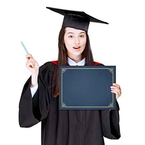 GNL 50 Packs Blue Certificate Holders - Diploma Holders, Certificate Covers with Gold Foil Border, for Letter Size 8.5 x 11 Award Certificate Paper and Documents
