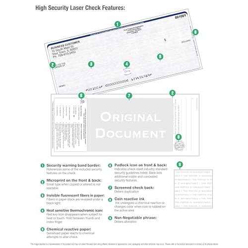 Blank High Security Top Computer Checks, 250 Blue Laser Checks