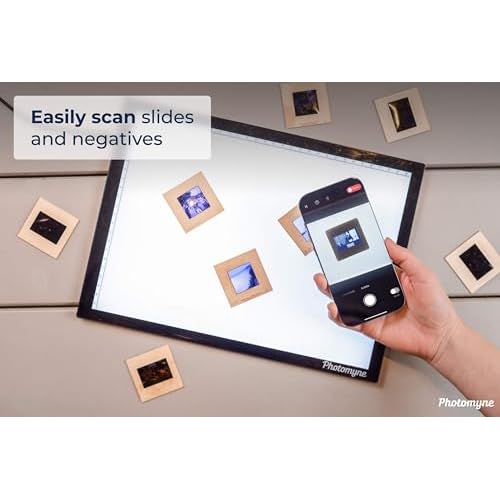 Photomyne A4 Slide Viewer | Light Pad Backlight | Negative Viewer | Film Negatives & Old Slides Scanning Light Box | Hands-Free Ultra-Thin Ultimate Brightness (Includes USB Adapter) - Black