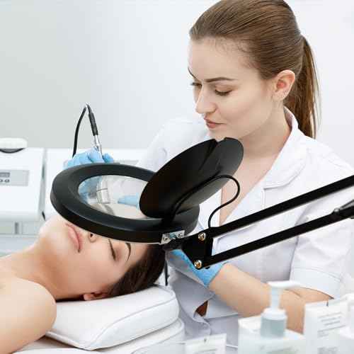12W LED Magnifying Lamp with Clamp - 10 Brightness Levels, 6500K, 1200 Lumens | 5 Inch Lens (1.75x Magnification/3 Diopters) for Reading, Sewing, Nail Art & Crafting (Black)