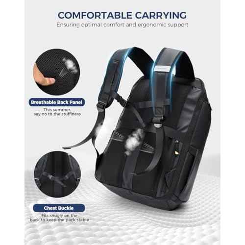 17 Inch Laptop Backpack for Men, Business Travel Anti-Theft Backpack with USB Charging Port, Water Resistant Computer Bag Carry On Flight Approved for Work College Weekender, Black