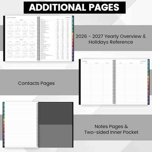 2026 Planner ? Planner 2026 Weekly and Monthly, 9" x 11", Large, Jan 2026 ? Dec 2026, 12 Monthly Tabs, Strong Twin-Wire Binding, Inner Pocket, Hardcover, Black