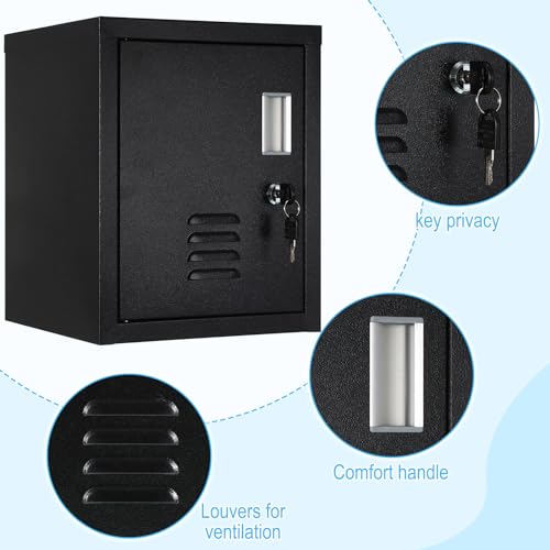 Suzile Lockable Storage Cabinet Metal Lockable Steel Storage Cabinet Organizer Lockers for Employees Vertical Metal Cabinets End Side Table Steel Bedside with Shelf(Black)