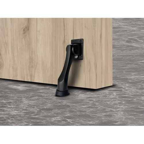 QCAA Solid Brass Drop Down Door Stop, 4", Oil Rubbed Bronze US10B, 2 Pack