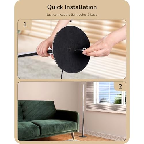 EDISHINE Helix LED Floor Lamp, 56" Tall Corner Lamps 2700K-6000K Dimmable, Remote Control & Foot Switch, Modern Minimalist Pole Lights for Bedroom, Living Room, Office, Black