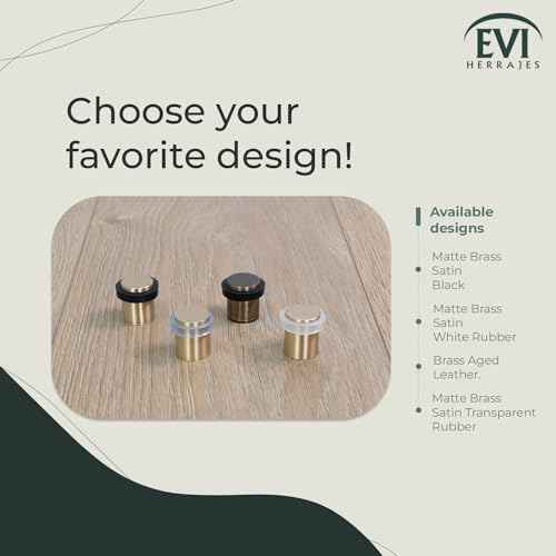 Pack of 2 EVI Door Stoppers |Brass Door Stopper - Screw Fastening - White Rubber Protector - 0.79 x 0.99 Inch Door Stop