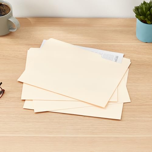Manila Letter Size File Folders with Reinforced Tabs - 1/3-Cut, 100-Pack
