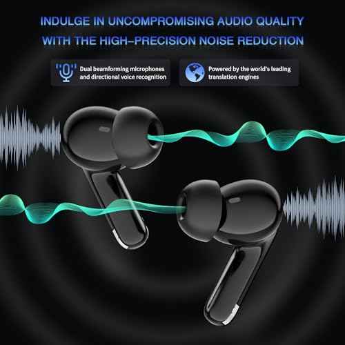 Ai Language Translation Earbuds, in-Ear 3-in-1 Translation Earbuds, Real Time 2-Way Earbuds, Sound Quality Long Battery Life, Great for Travel Business Black