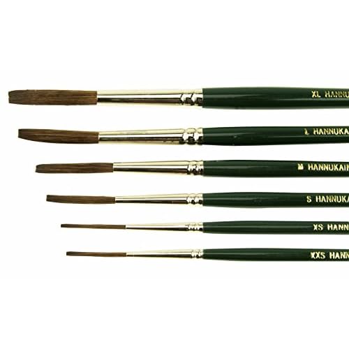 (6) Andrew Mack Brush Hannukaine Quill Brushes Series 79 Size XXS - XL Mixture Squirrel Taklon