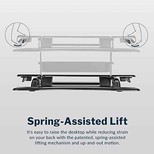 Vari - VariDesk Pro Plus 36 - Dual Monitor Standing Desk Converter - Adjustable Desk Riser with 11 Height Settings - Stand Up Home Office Workstation - Rising Desk with Spring Loaded Lift (Black)
