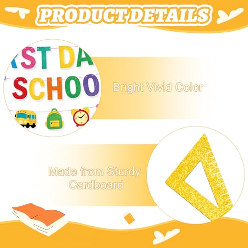 Sereliy First Day Of School Banner Decor - Back To School Garland for Classroom & Party - Firsts Day