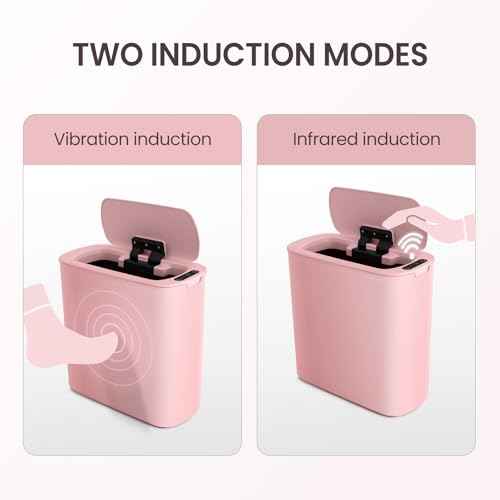 Cesun Automatic Motion Sensor Bathroom Trash Can with Lid, 2.6 Gallon Touchless Trash Bin, Smart Plastic Slim Garbage Can Small Wastebasket for Toilet, Office, rv, Bedroom, Living Room, Pink