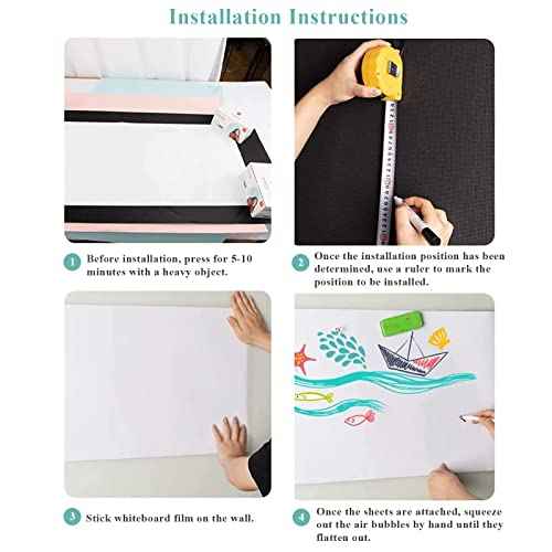 Magnetic Dry Erase Whiteboard Sticker, 16" x 24" Stick on Whiteboard for Wall, Dry Erase Board Peel and Stick for Kids, Office, Home, with Marker, Eraser and Magnets (Adhesive Backing)