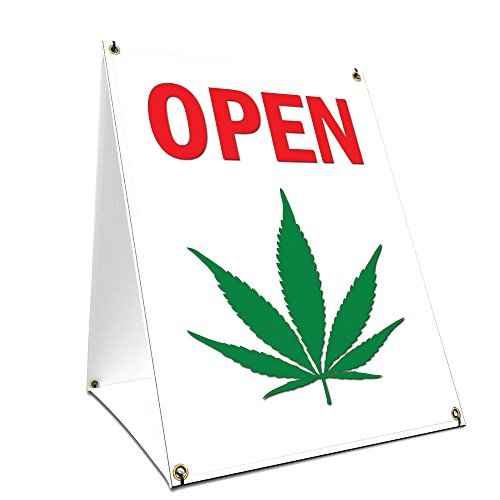 A-Frame Sidewalk Cannabis Dispensary Open Sign with Graphics On Each Side | 18" X 24" Print Size