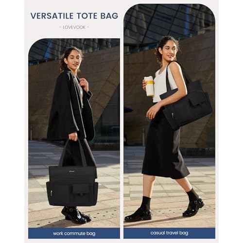 LOVEVOOK Tote Bag for Women,Light Puffer Tote Bag with Multi-pockets,Stylish Carry on Laptop Bags for Daily,Travel,Work,Gym