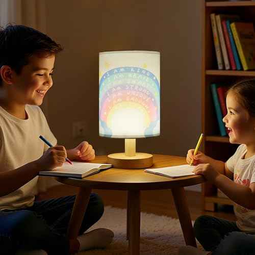 Classroom Reading Corner Rainbow Inspirational Desk Lamp, 3 Light Modes, USB Powered, for Bedroom,Calming Corner Decor, Cozy Center, Book Center and Supplies, 10 inch Height.