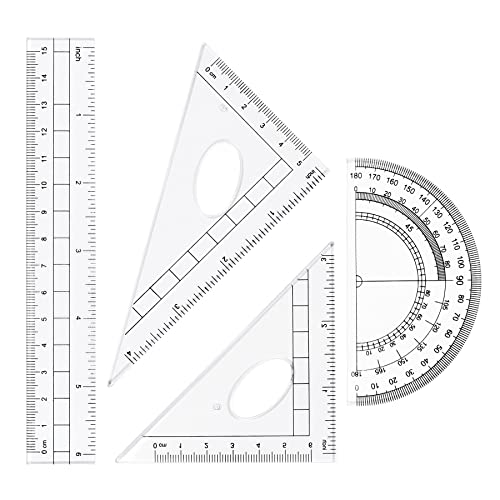 Unjoo Orange Geometry Set 10 Pcs Student Supplies with Compass & Protractor