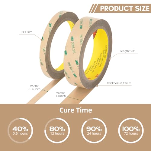 3M 300LSE Double Sided Tape 0.39" x 36 Ft, Clear Mounting Tape, 1 Pack