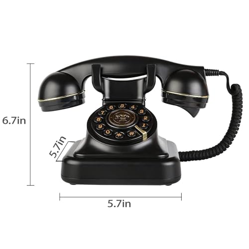 Sangyn Retro Landline Telephone Classic Rotary Design Old Fashioned Corded Desk Phone for Home and Office