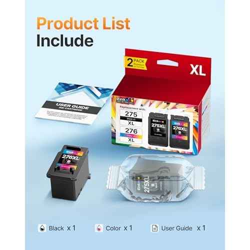 PG-275XL/CL-276XL Ink Cartridge Replacement for Canon 275 and 276 Ink Cartridges for Canon Ink 275 276 for Canon Printers PIXMA TS3520 TS3522 TS3720 TS3722 TR4720 TR4722 TR4723 (2 Pack)