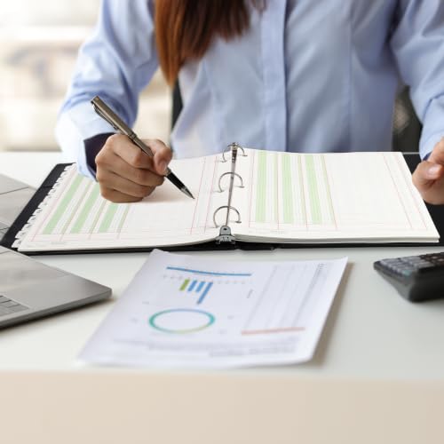 Suituts Refillable 3-Column Ledger Pad with 3-Ring Binder, Monthly Tabs, 100 Sheets