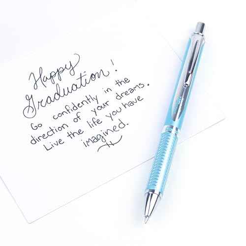 Pentel 0.7 mm Tip EnerGel Sterling Black Ink Pen - Baby Blue (Pack of 12)