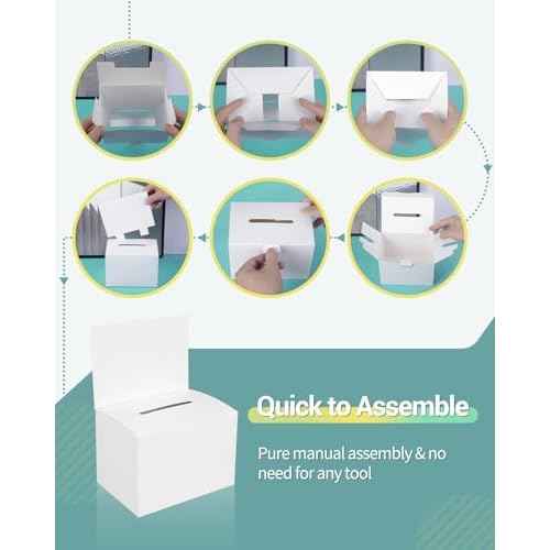 Uniclife 3 Pack Ballot Boxes with Slot 6.5" x 4.5" x 4.5" Suggestion Boxes Donation Box for Fundraising White Cardboard Box with Removable Header for Business Voting Collecting Card Charity