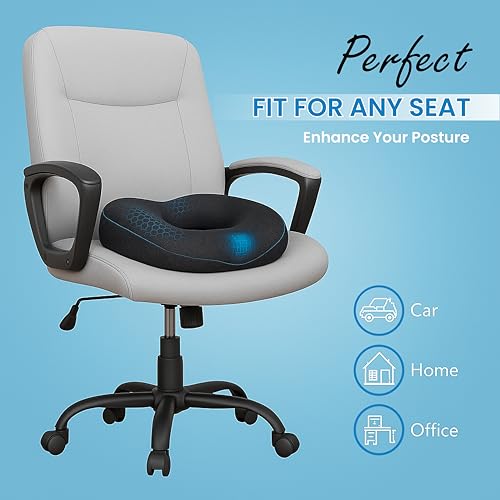 Donut Seat Cushion - Memory Foam Hemorrhoid & Tailbone Relief, Sciatica, Postpartum Recovery, Coccyx, Promotes healthly Circulation
