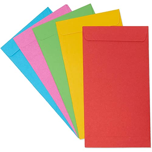 Multicolors 4 x 7 Inch Colorful Money Envelopes for Cash & Savings - 100 Pack