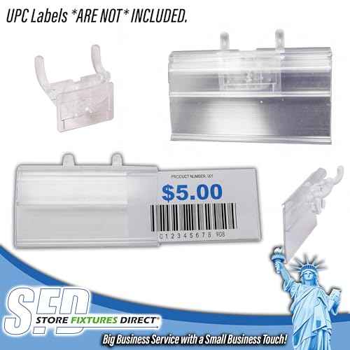 STORE FIXTURES DIRECT Pegboard Label Holder, Scannable UPC Ticket Display with Slot for Peg Wall, 2.5" L x 1.25", 50 Pack