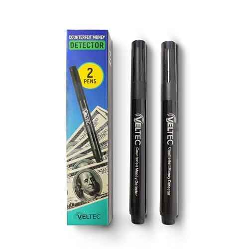 Counterfeit Money Bill Detector Pen ? Easy to Use and Reliable Universal Currency Fake Bill Checker for Personal & Commercial Use ? Ensures Authenticity and Prevents Fraud (2 Pack)