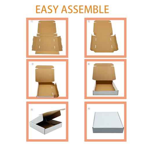 13x11x2 Inches Shipping Boxes Set of 25,White Corrugated Mailing Cardboard Box Literature Mailer for Packing Small Business Moving Storage, E-Commerce Packaging Mailing Boxes Gift Boxes for Presents