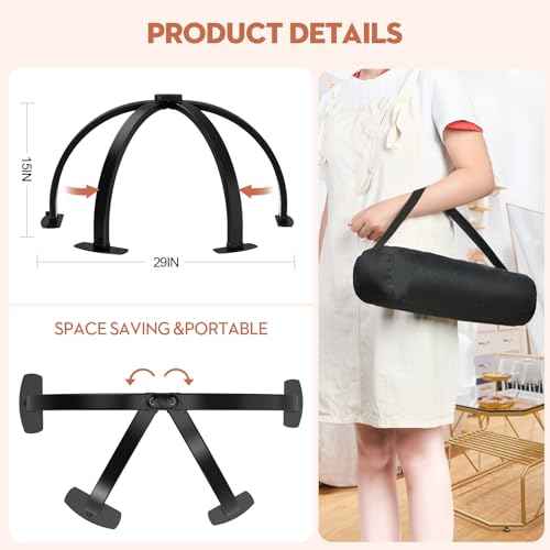 Premium Large Half Moon LED Light for Nail Tech, Foldable Arch Light for Nail Desk Lamp with Phone Stand Perfect for Manicure Handicraft Lighting (White, Large)