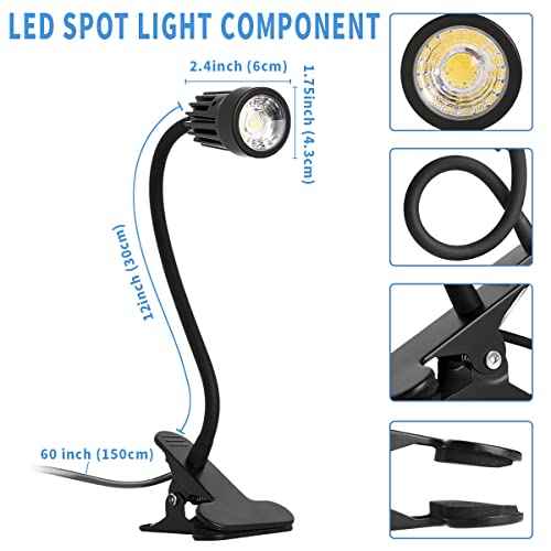 EAGLOD LED Clamp Clip on Light Desk Lamp, 3w Clip Bedside Lamp Clamp,360¡ÆFlexible Gooseneck Night Lights, Reading Lighting,Table Lamp for College Dorm,Home,Nail Art,Tattoo Lamp 2Pack