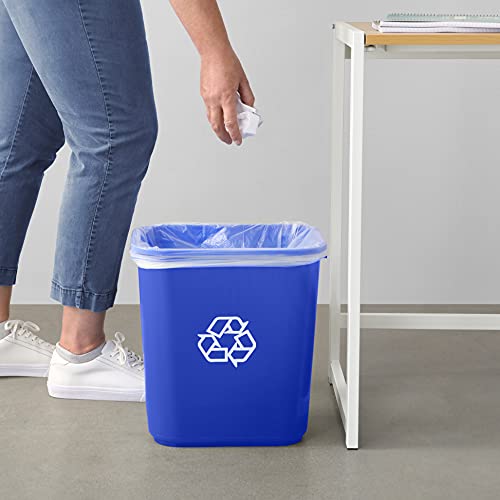 Amazon Basics 7 Gallon Rectangular Recycling Wastebasket, Pack of 2, Blue