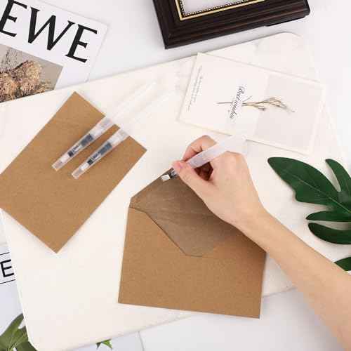 6pcs Pencil Style Envelope Moistener, Letter Sealer Envelope & Stamp Moisteners with Nylon Brush Head Envelope Licker Tool Mailing Moistener Wetter Roller for Office Classroom(Clear)