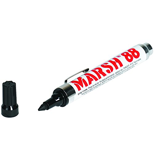 Aviditi Marsh 88 Valve Markers, Black, Permanent Ink, Large Ink Resevoir, Waterproof Ink is Ideal for Marking Porous Surfaces in the Office and Warehouse, Case of 12