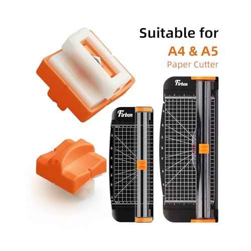 Firbon 2Pcs Refill Blades for A4 A5 Paper Cutter, Spring-Loaded Safeguard Design Replacement Blade for Paper Trimmers (Orange)