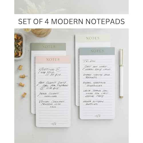 Beautiful Magnetic Notepads for Fridge - Set Of 4 Modern Note Pads With Lined Pages to Easily Write Notes & Make Grocery/Shopping Lists - The Perfect To Do Pad w/ Strong Magnets for Your Refrigerator