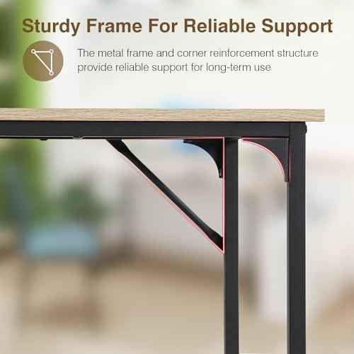 FDW 47 inches Computer Desk/Home Office Desk/Writing Study Table/Modern Simple Style PC Desk with Metal Frame,Nature