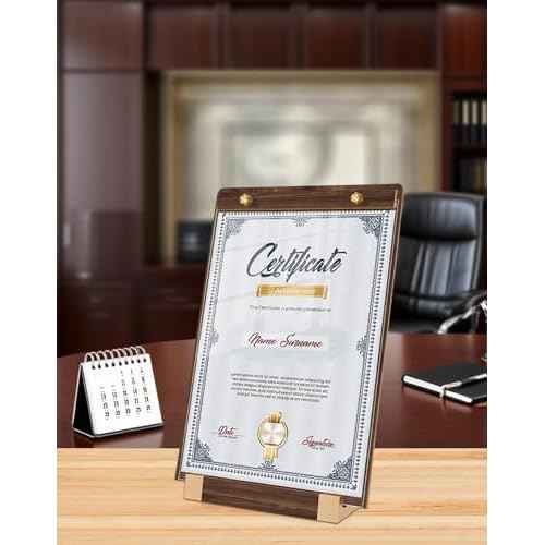 3 Pack 8.5"x11" Acrylic Sign Holder A4 with Wood-Color Base - Table Top Display Stand for Menus, Signs, Flyers, Perfect for Restaurants, Retail Stores, Conferences, Weddings, Offices