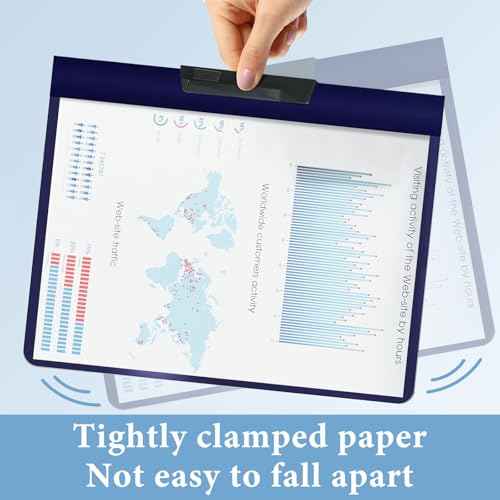 36 Pack Swing Clip Report Covers, Clear Front and Navy Blue Frosted Back, 9 x 11.4 Inches, Plastic Presentation Folders with Clip for Professional Use